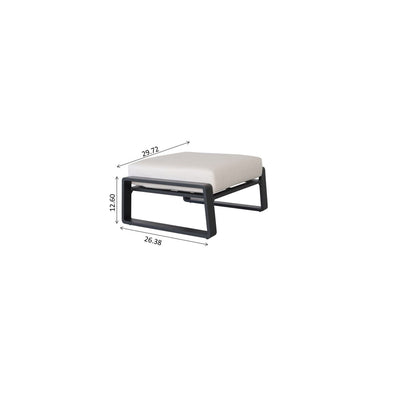 Light brown outdoor ottoman set of 2 with cushioned seats, dark metal frame HouseOfZazla on Tampa Home & Garden Store