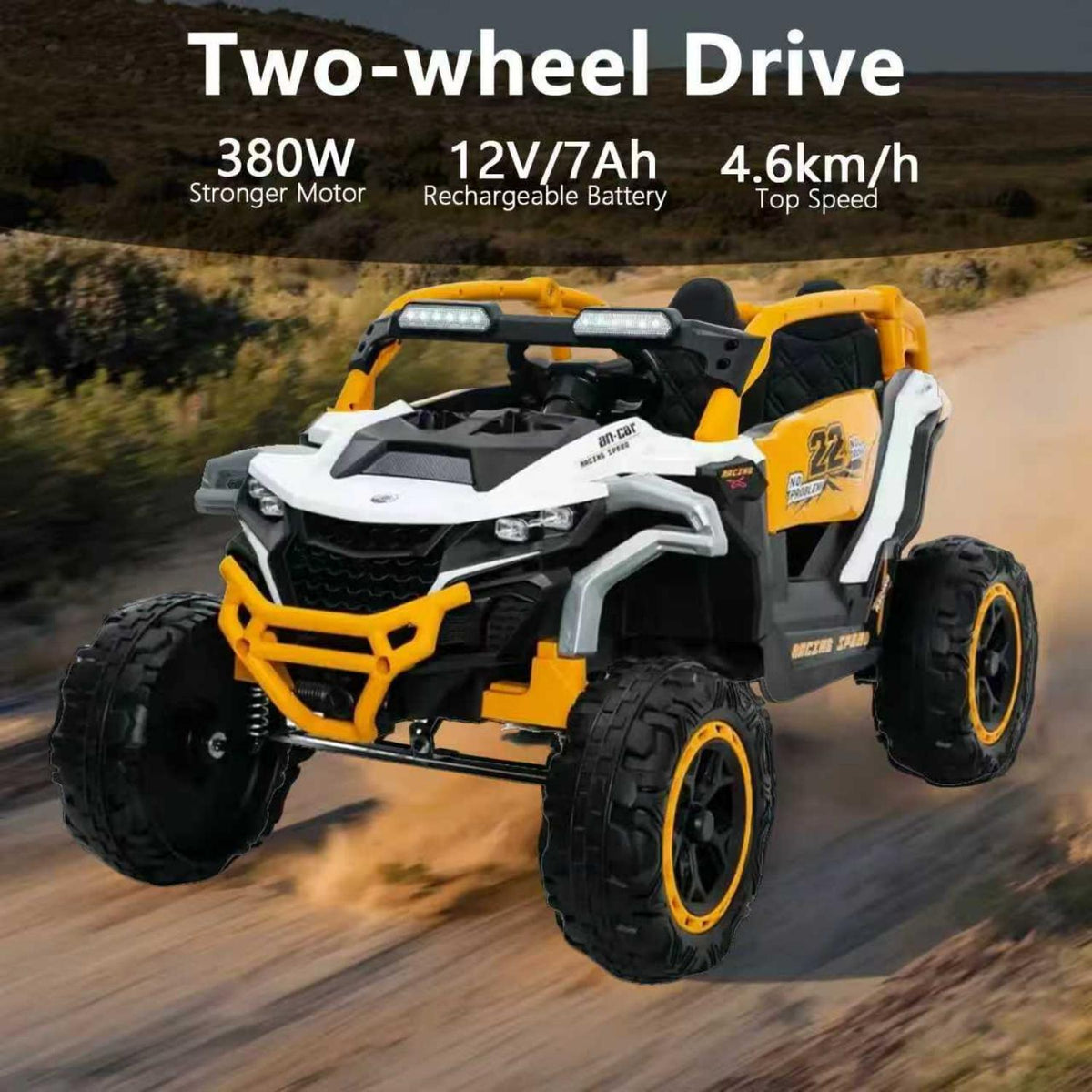 12V Kids Electric Truck Ride-On with Remote Control and Suspension, Yellow/White by HouseOfZazla on Tampa Home & Garden Store