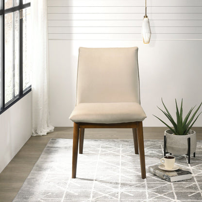 Monza Contemporary Dining Chair with solid wood frame in beige upholstery on Tampa Home & Garden Store