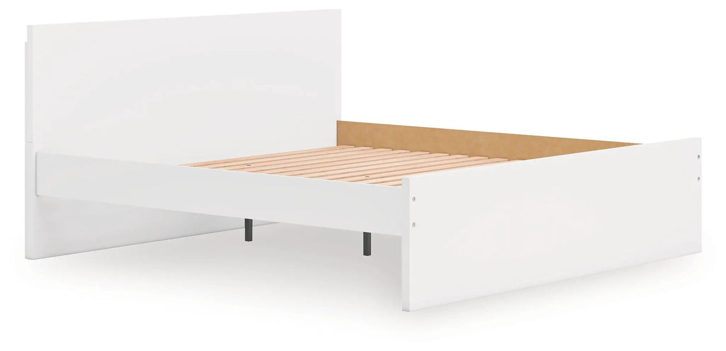 Onita panel platform bed white with slatted base and metal legs by Unique Piece Furniture on Tampa Home & Garden Store