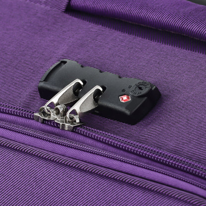 Softside 3-piece luggage set in purple with TSA lock and zipper hardware on Tampa Home & Garden Store