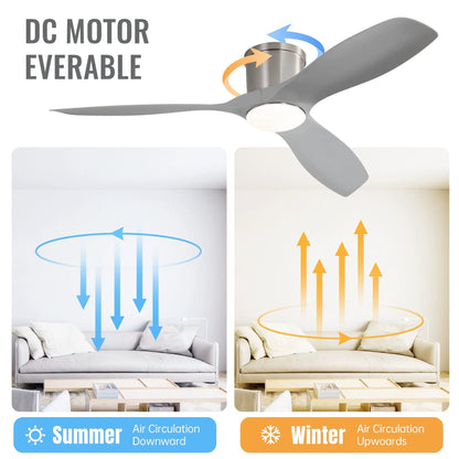 Flush Mount Ceiling Fan with Dimmable Led Light