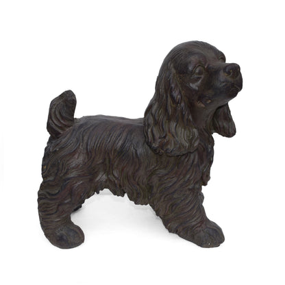 Josie Dog Cast Stone Garden Statue, dark brown retriever with detailed fur, HouseOfZazla on Tampa Home & Garden Store