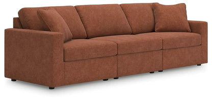 Modmax Sectional Spice rust-orange stationary sofa with three seats and two throw pillows by Unique Piece Furniture on Tampa Home & Garden Store