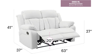 Cozy padded reclining loveseat by HouseOfZazla in white upholstery, sturdy frame on Tampa Home & Garden Store
