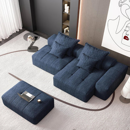 HouseOfZazla modern oversized DIY modular sectional sofa with pillows, blue fabric upholstery on Tampa Home & Garden Store