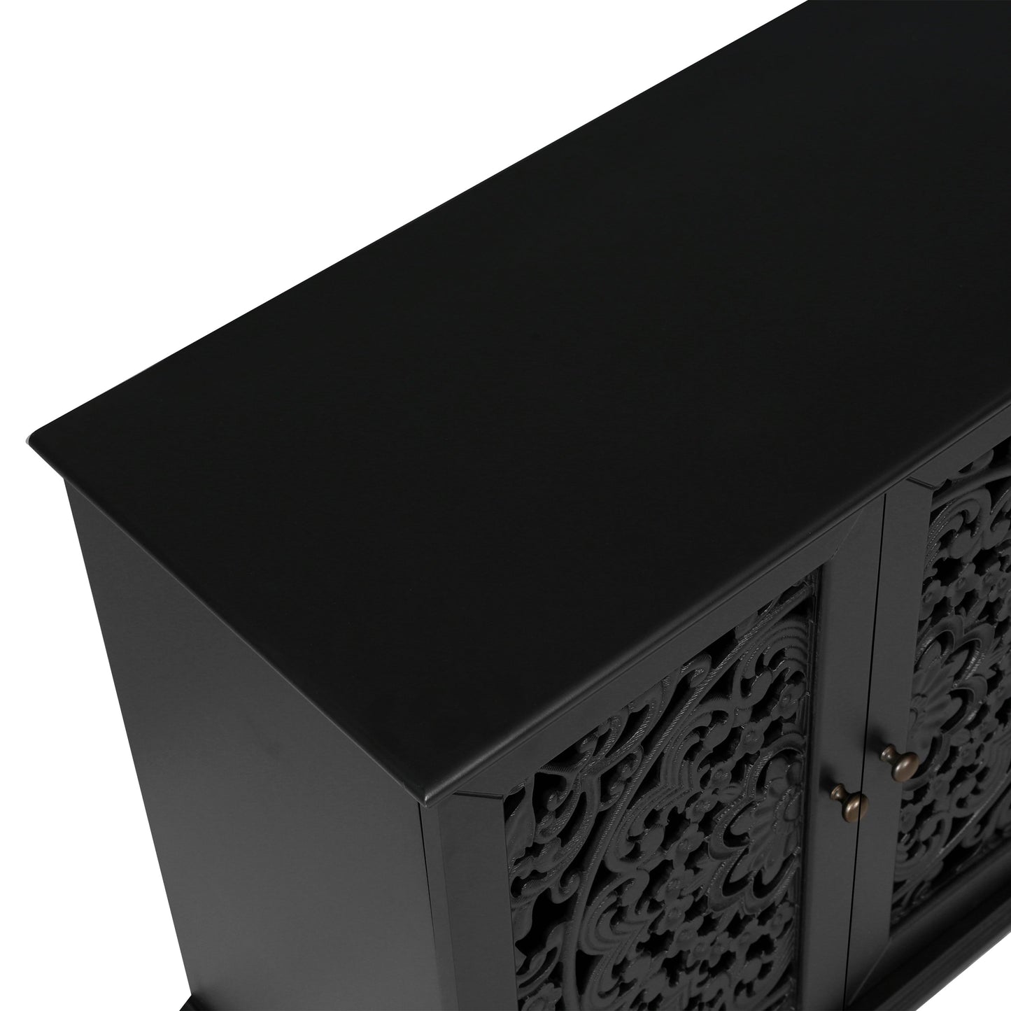 60-inch Antique Buffet Cabinet with Floral Carvings in black finish HouseOfZazla on Tampa Home & Garden Store