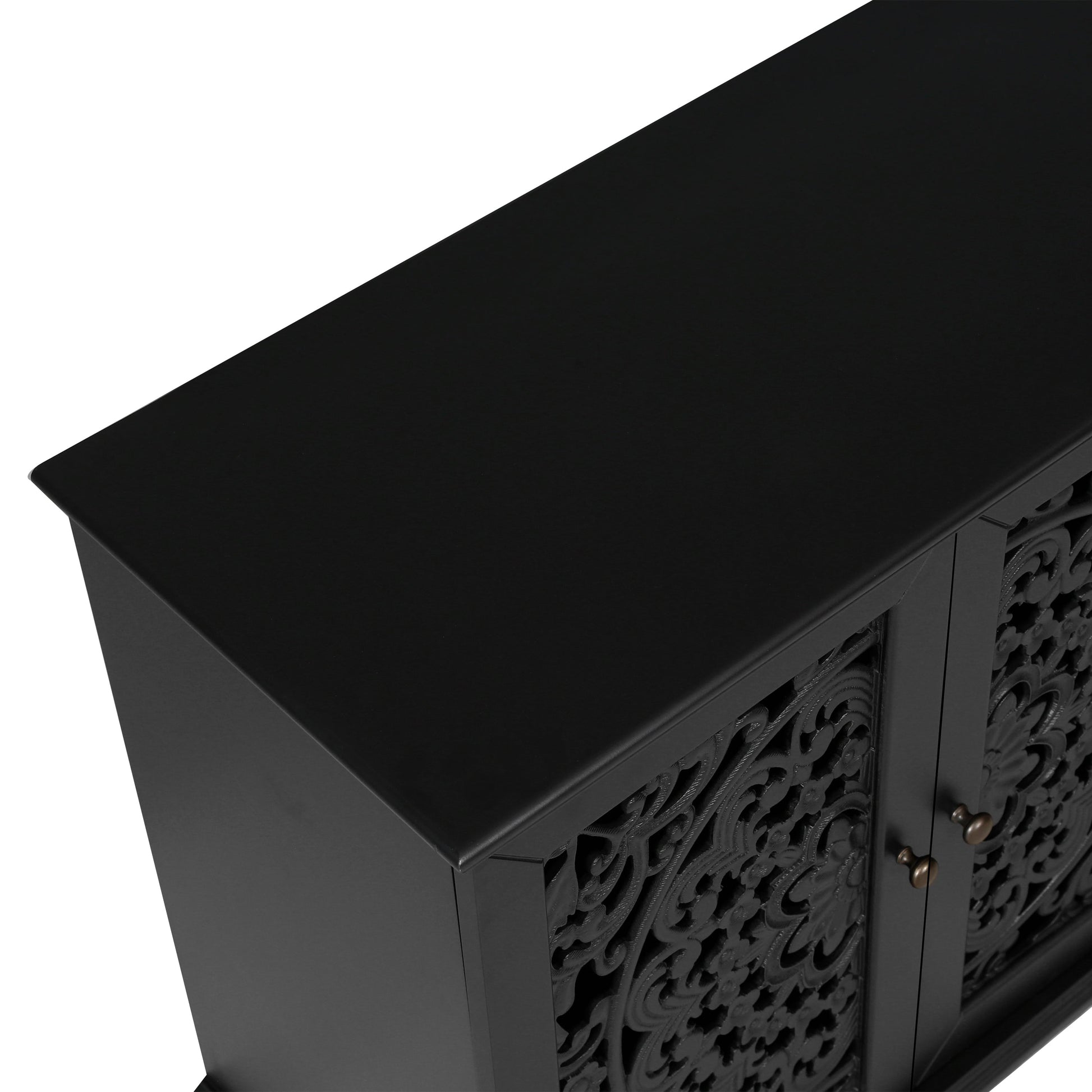 60-inch Antique Buffet Cabinet with Floral Carvings in black finish HouseOfZazla on Tampa Home & Garden Store