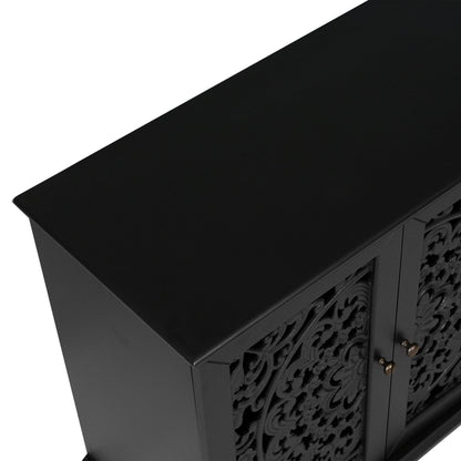 60-inch Antique Buffet Cabinet with Floral Carvings in black finish HouseOfZazla on Tampa Home & Garden Store