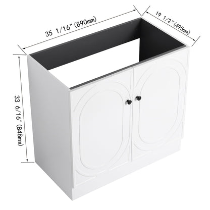 Freestanding bathroom vanity with soft-close white cabinet and black countertop, 2 doors on Tampa Home & Garden Store