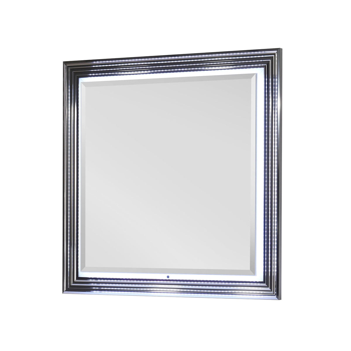 Mirror Smooth LED-lit wall mirror with high-gloss white frame and chrome edge HouseOfZazla on Tampa Home & Garden Store