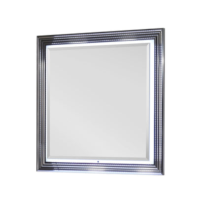 Mirror Smooth LED-lit wall mirror with high-gloss white frame and chrome edge HouseOfZazla on Tampa Home & Garden Store