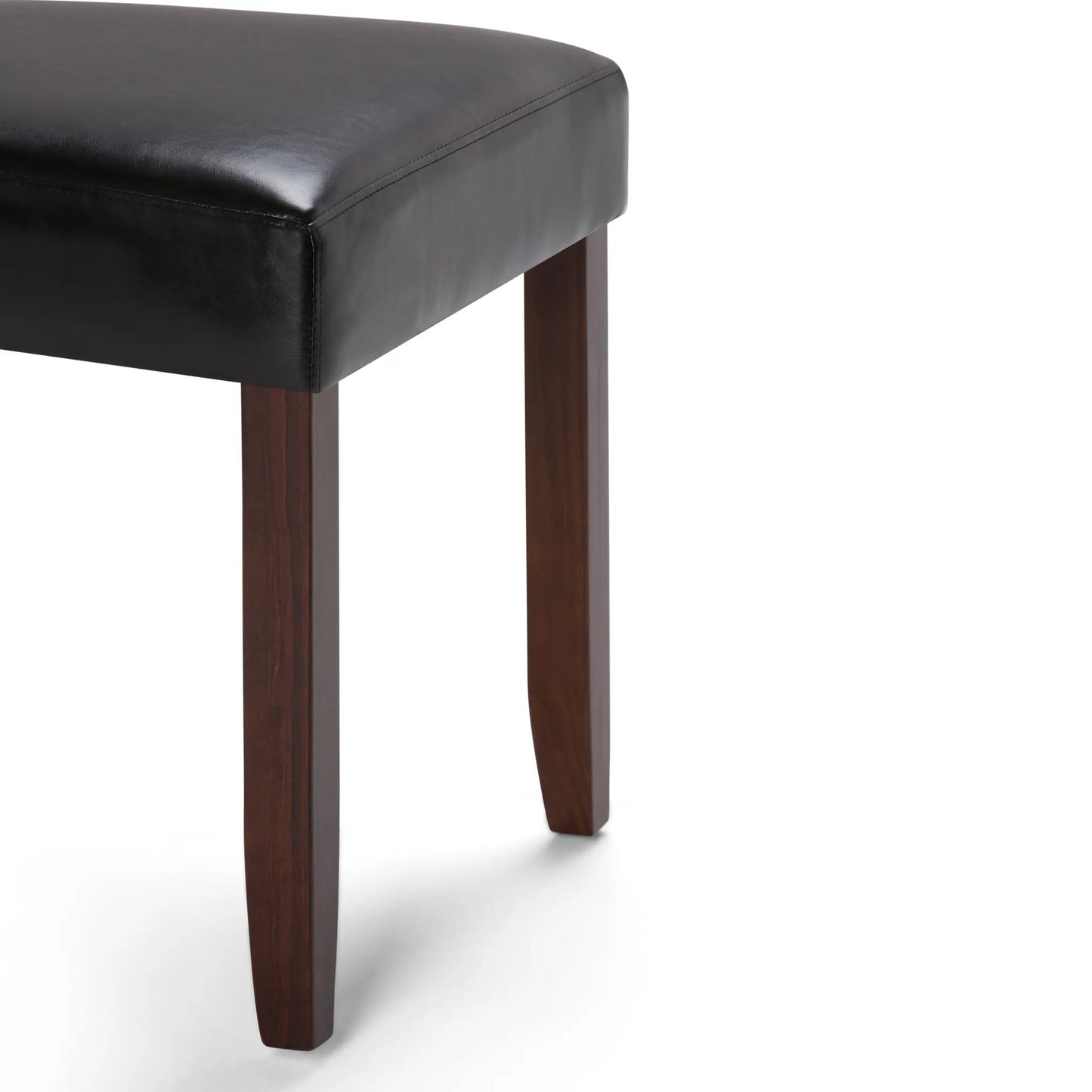 Acadian upholstered Parson dining chairs set of 2 in black faux leather with dark wood legs on Tampa Home & Garden Store