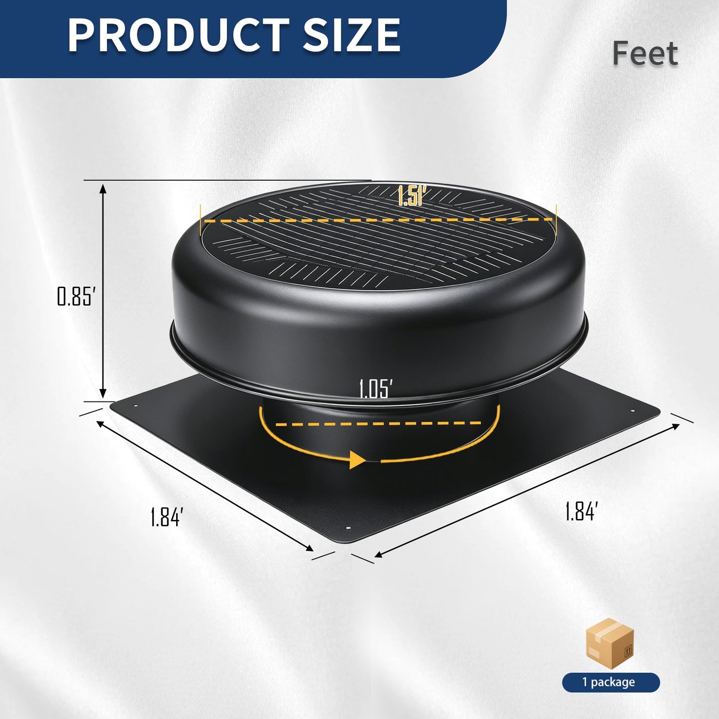 HouseOfZazla 12in black round flush-mount solar roof vent fan, 30W dual power ventilation on Tampa Home & Garden Store