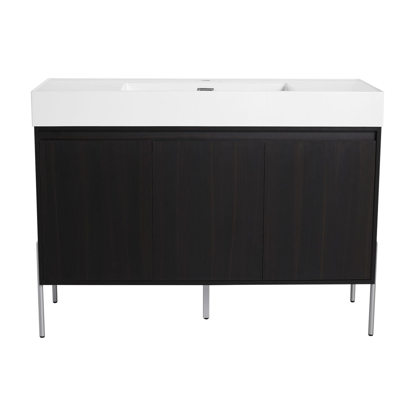 Freestanding vanity with resin sink, dark wood storage cabinet, slim metal legs HouseOfZazla on Tampa Home & Garden Store