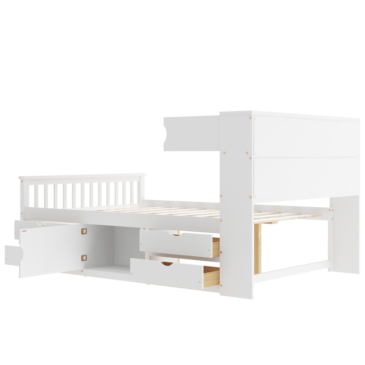 Captain Platform Bed Frame and Bookcase Headboard