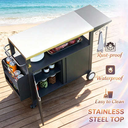 Movable Kitchen Island With Grill And Oven