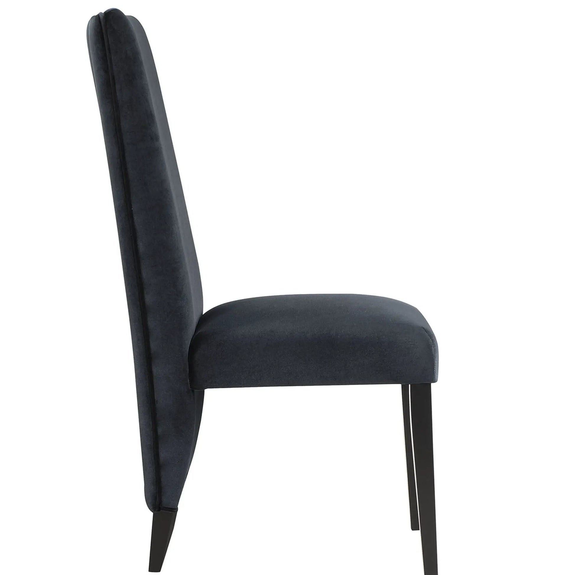 Stacey Contemporary Dining Chair set of 2, black fabric upholstery with tall back and metal legs on Tampa Home & Garden Store