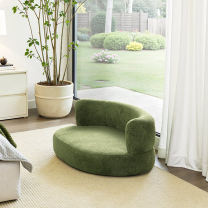 Pet bed Shep 36' curved dog sofa bed moss green fleeced teddy by HouseOfZazla in living room on Tampa Home & Garden Store