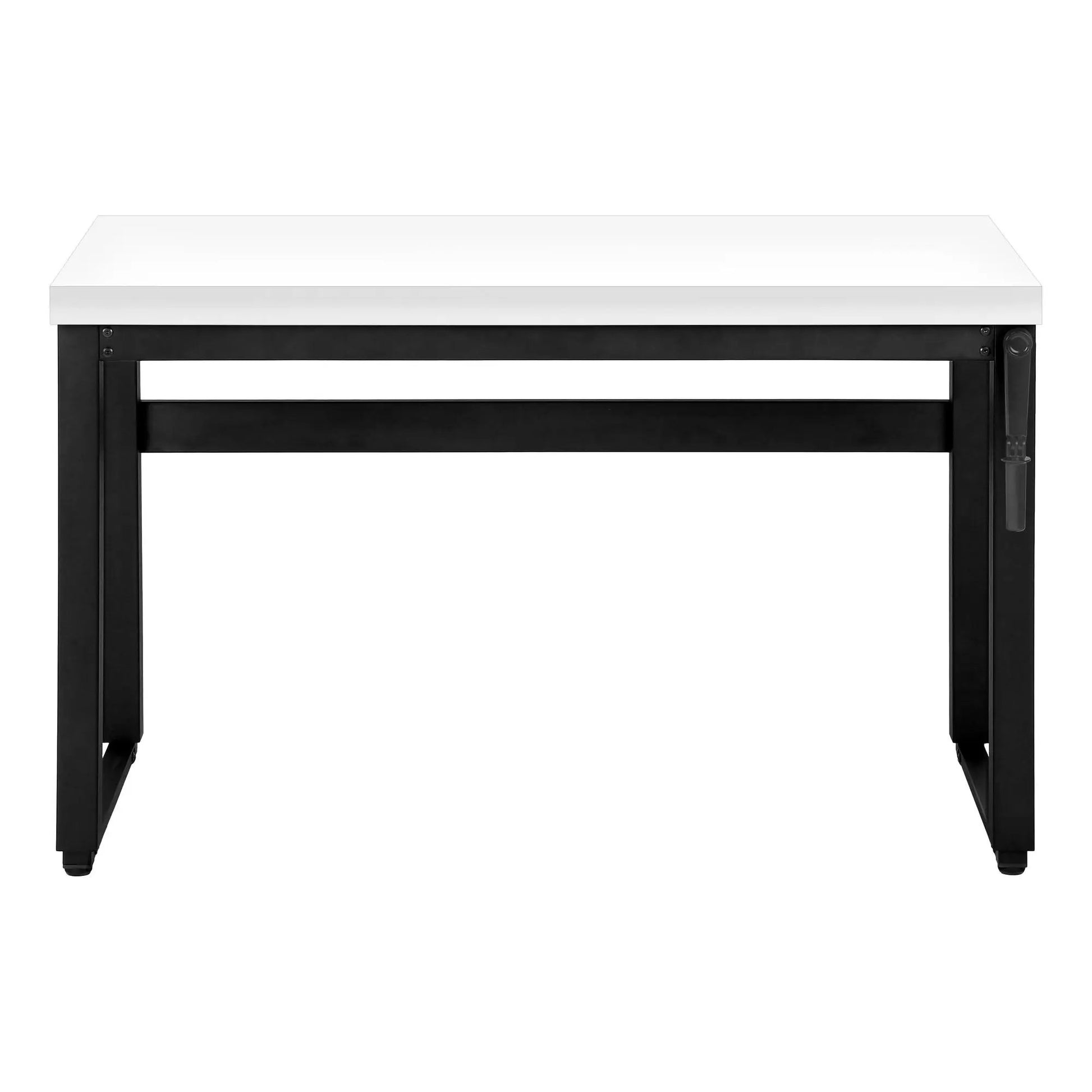 Computer Desk white top, black metal frame, adjustable standing desk on Tampa Home & Garden Store