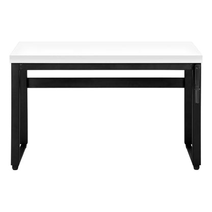 Computer Desk white top, black metal frame, adjustable standing desk on Tampa Home & Garden Store