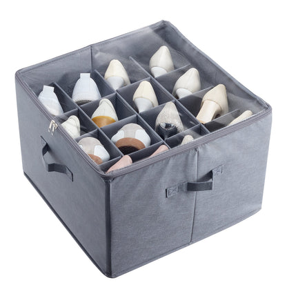 Under Bed Shoe Storage Organizer, grey fabric with 12 shoe compartments, HouseOfZazla on Tampa Home & Garden Store