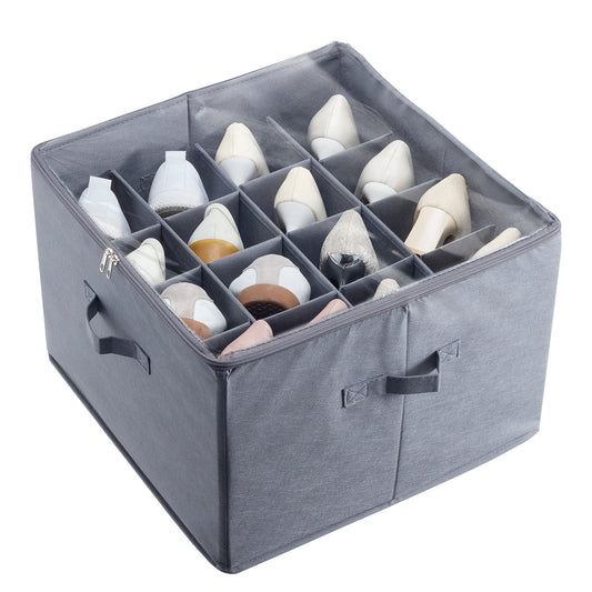 Under Bed Shoe Storage Organizer, grey fabric with 12 shoe compartments, HouseOfZazla on Tampa Home & Garden Store