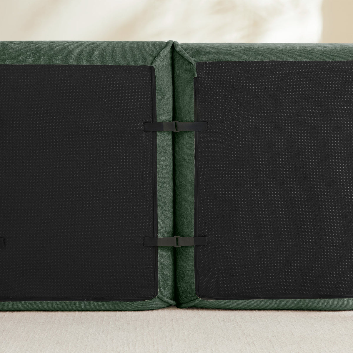 Modern Green Velvet and Slim Armless Sofa