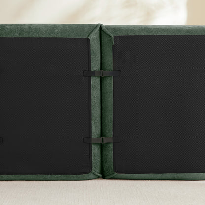 Modern Green Velvet and Slim Armless Sofa