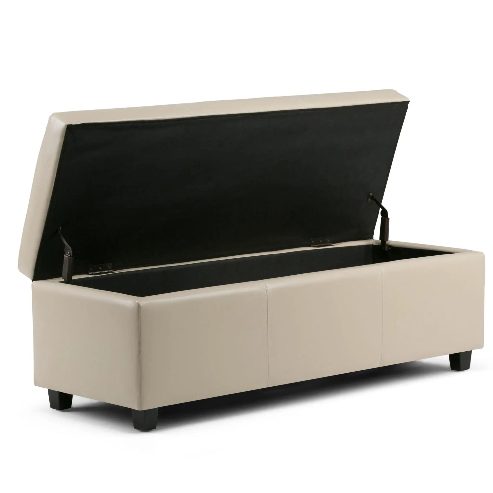 Avalon storage ottoman bench beige with black interior lid open by Unique Piece Furniture on Tampa Home & Garden Store