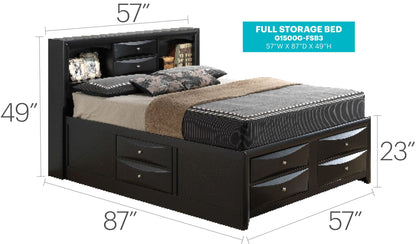 HouseOfZazla black storage bed with bookcase headboard and built-in drawers on Tampa Home & Garden Store