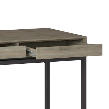 Banting Desk handcrafted weathered gray wood with black metal legs and 2 drawers on Tampa Home & Garden Store
