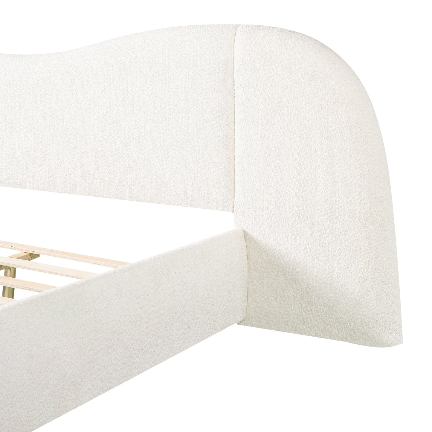 King Size Upholstered Bed with Boucle Headboard
