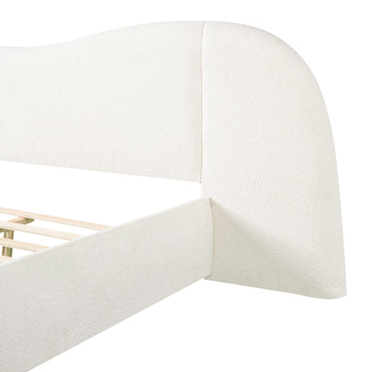 King Size Upholstered Bed with Boucle Headboard