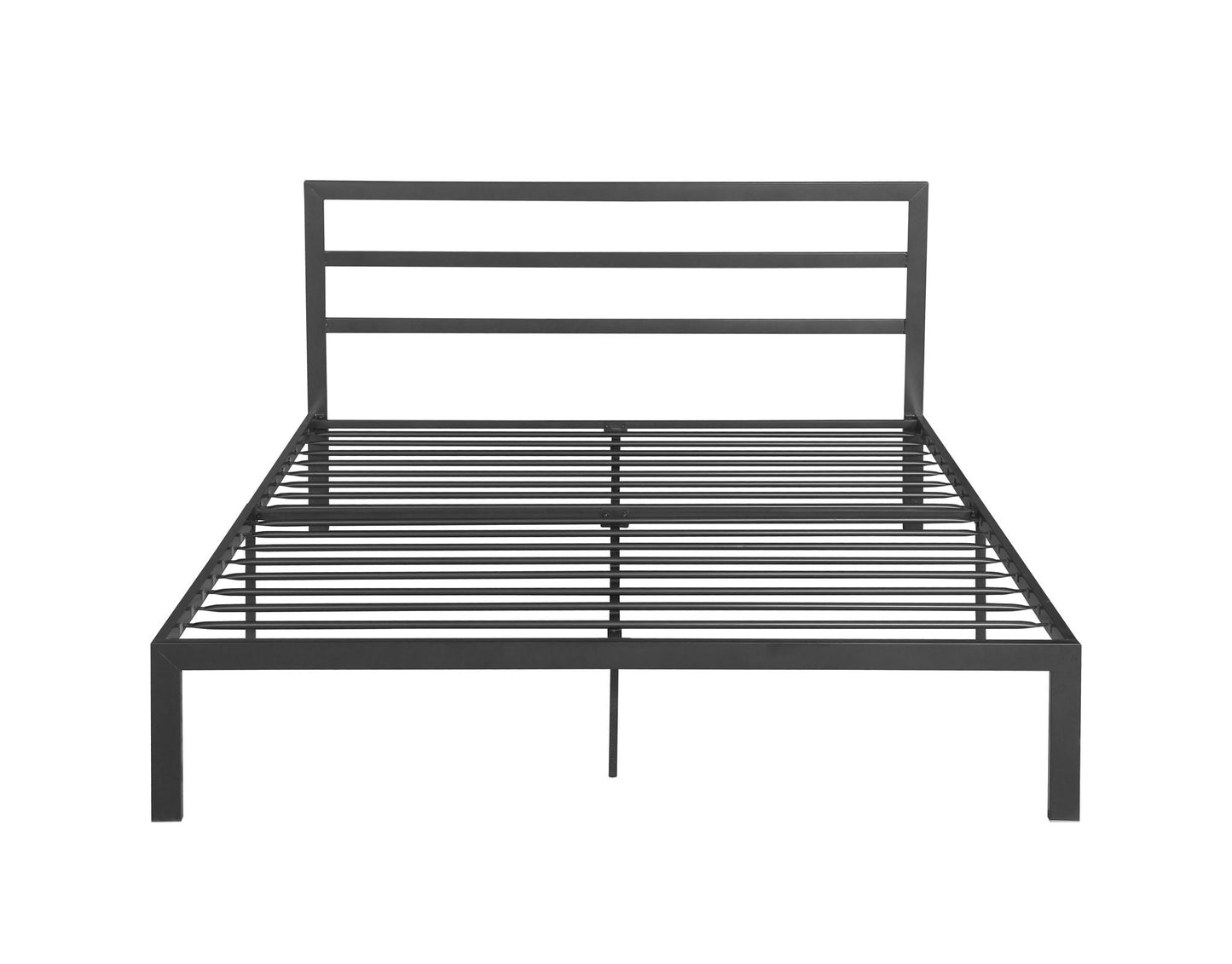 Modern Metal Bed Frame with Headboard and Storage