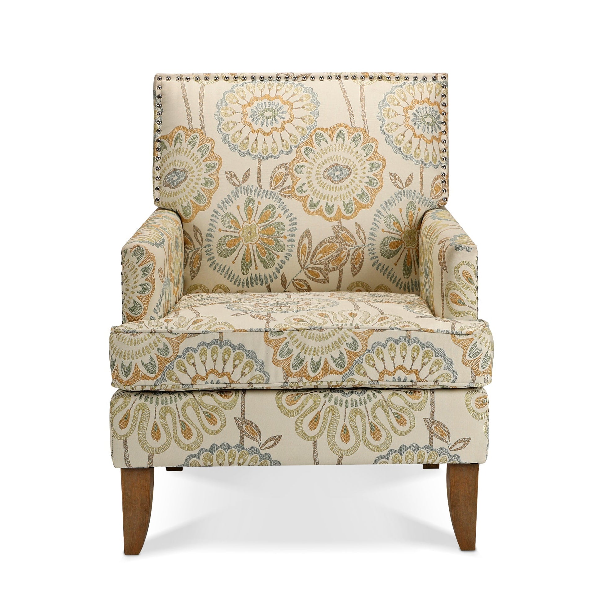 Accent chair with pastel floral upholstery and nailhead trim by HouseOfZazla on Tampa Home & Garden Store