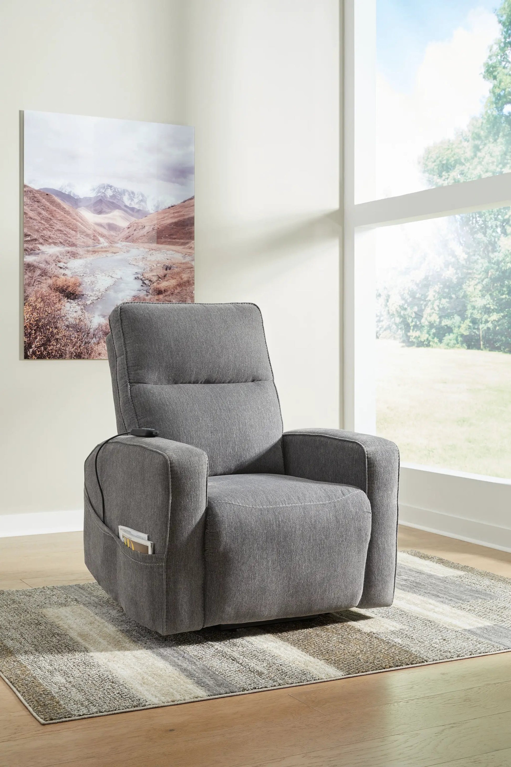 Starganza power lift recliner in gray fabric, lift chair by Unique Piece Furniture on Tampa Home & Garden Store
