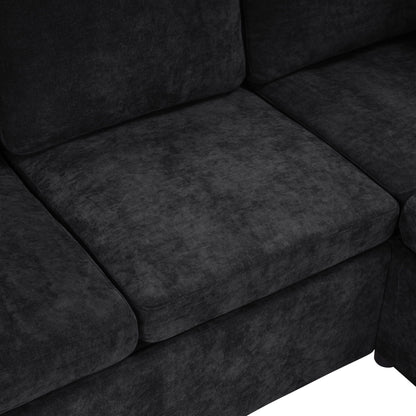 Modern L-shaped sleeper sectional with hidden storage in charcoal upholstery HouseOfZazla on Tampa Home & Garden Store