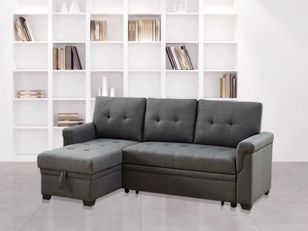 Destiny reversible sleeper sectional storage chaise in gray fabric by Unique Piece Furniture on Tampa Home & Garden Store