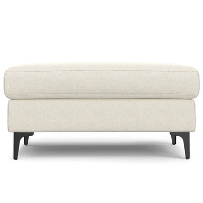 Ava Versatile Mid Century Upholstered Ottoman set of 2, beige fabric with black metal legs on Tampa Home & Garden Store
