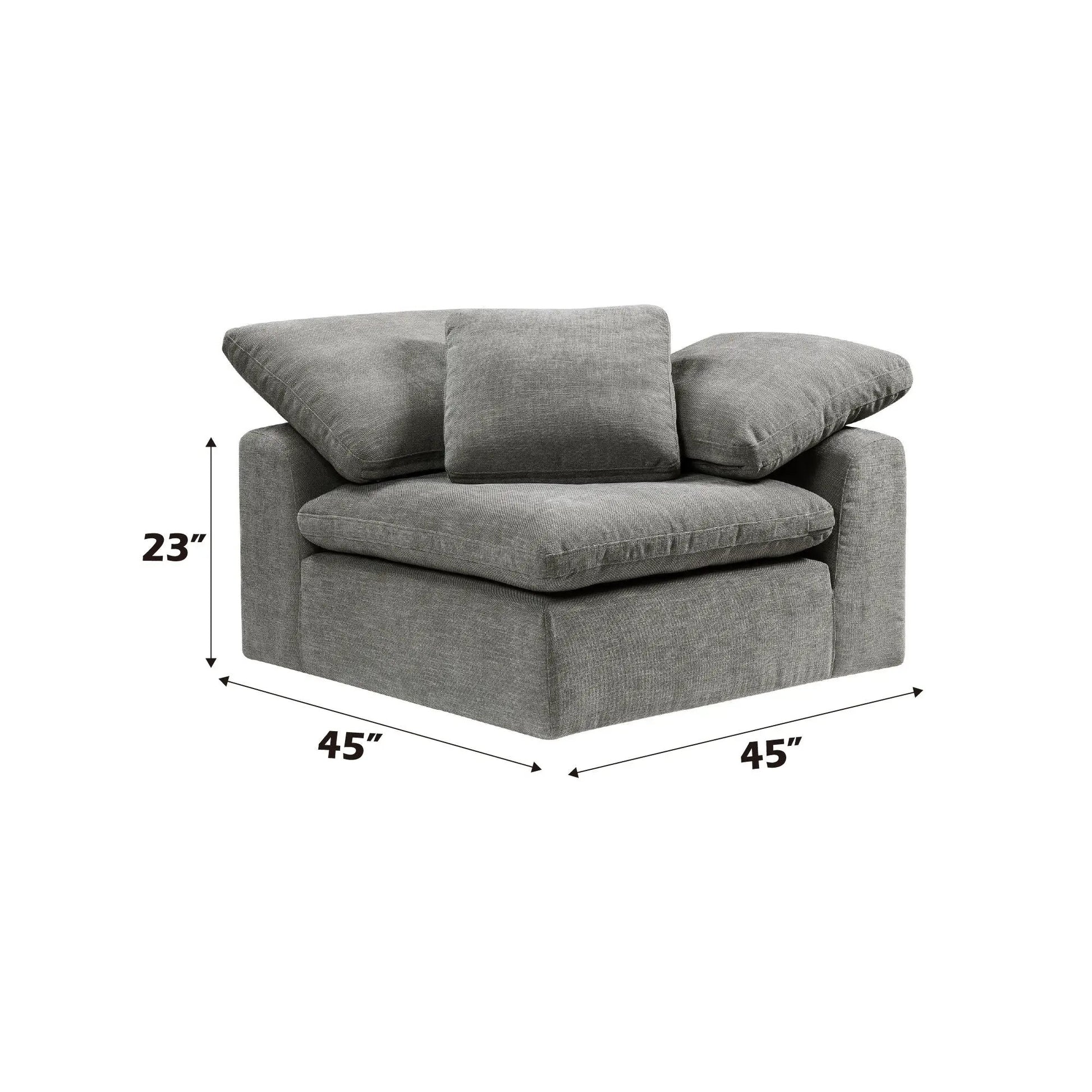 Naveen modular sectional with ottoman in gray fabric, 2-piece living room set on Tampa Home & Garden Store