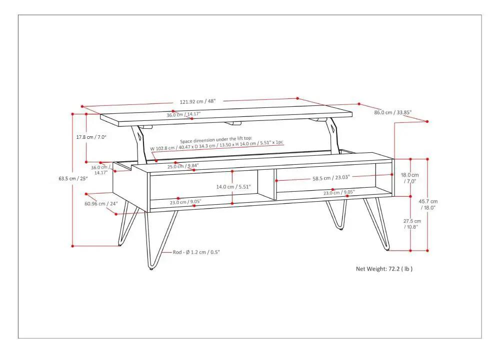 Hunter Handcrafted Lift Top Coffee Table