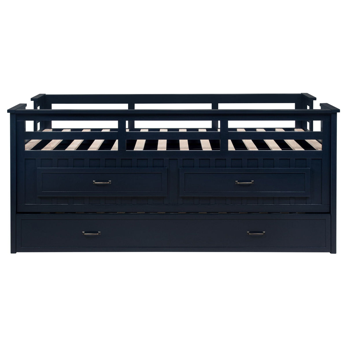 Captain's bed frame with trundle in navy blue wood by HouseOfZazla on Tampa Home & Garden Store