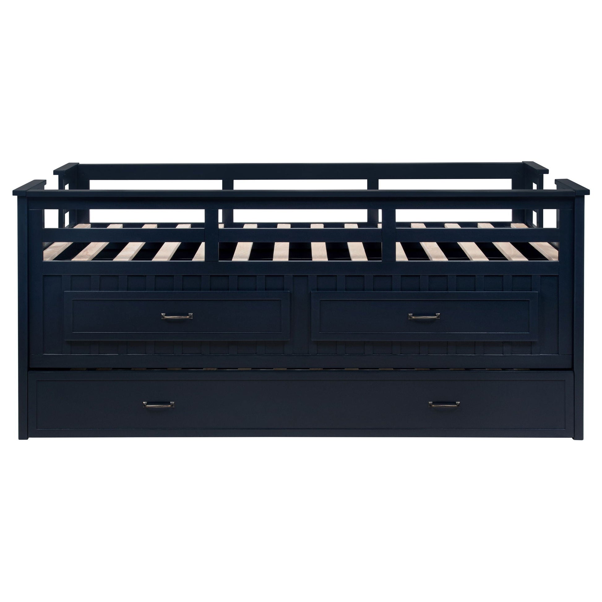 Captain's bed frame with trundle in navy blue wood by HouseOfZazla on Tampa Home & Garden Store