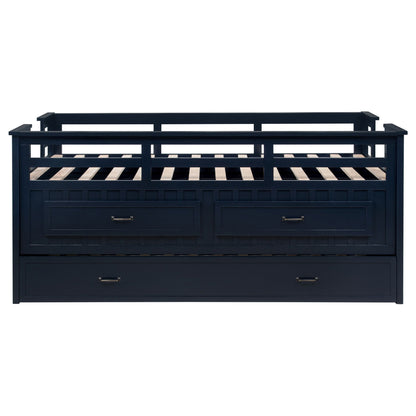 Captain's bed frame with trundle in navy blue wood by HouseOfZazla on Tampa Home & Garden Store