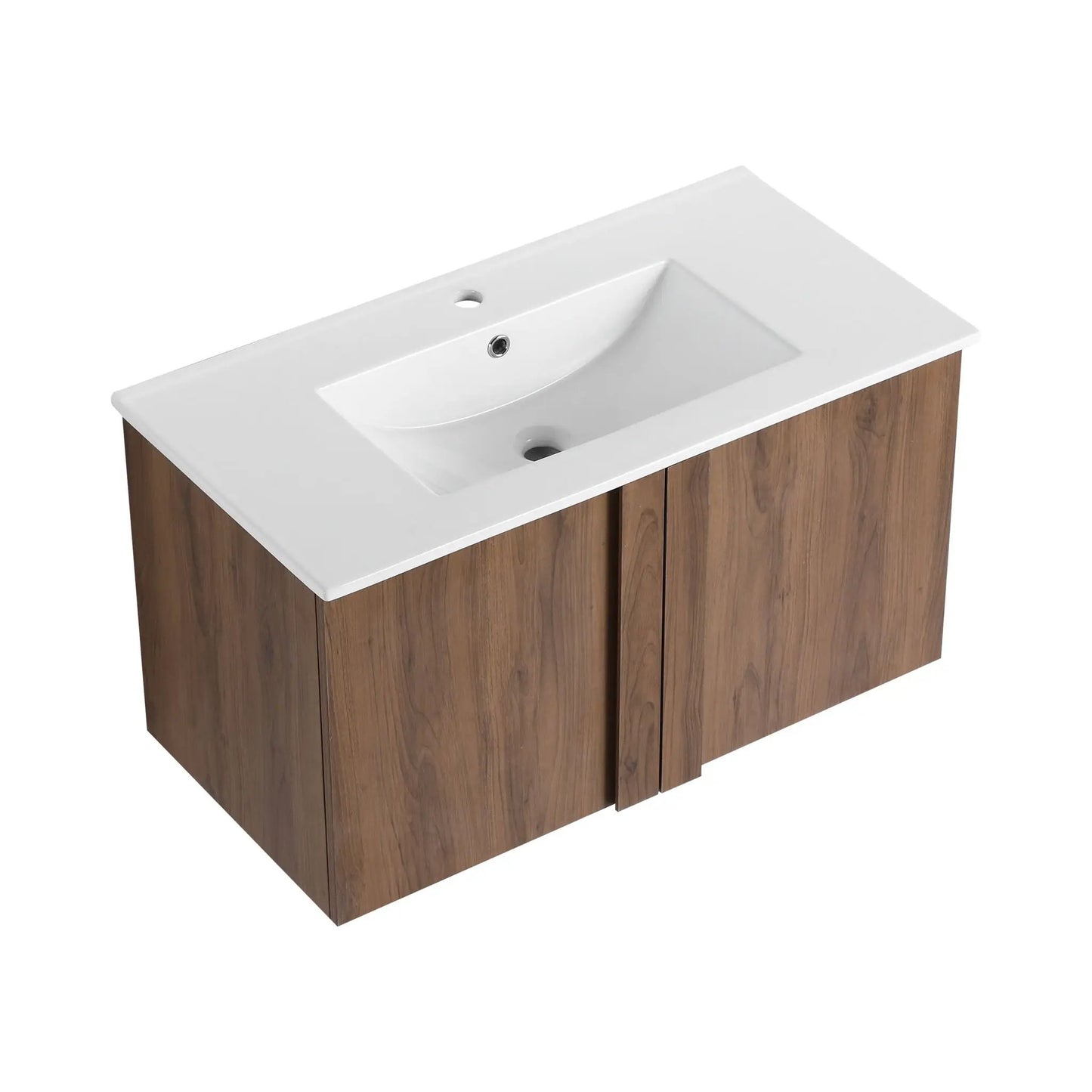 Floating vanity with sink combo, white countertop, wood veneer cabinet by Unique Piece Furniture on Tampa Home & Garden Store
