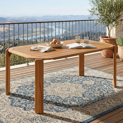 Kaja Outdoor Acacia Wood Dining Table teak finish with slat design HouseOfZazla outdoor tables on Tampa Home & Garden Store