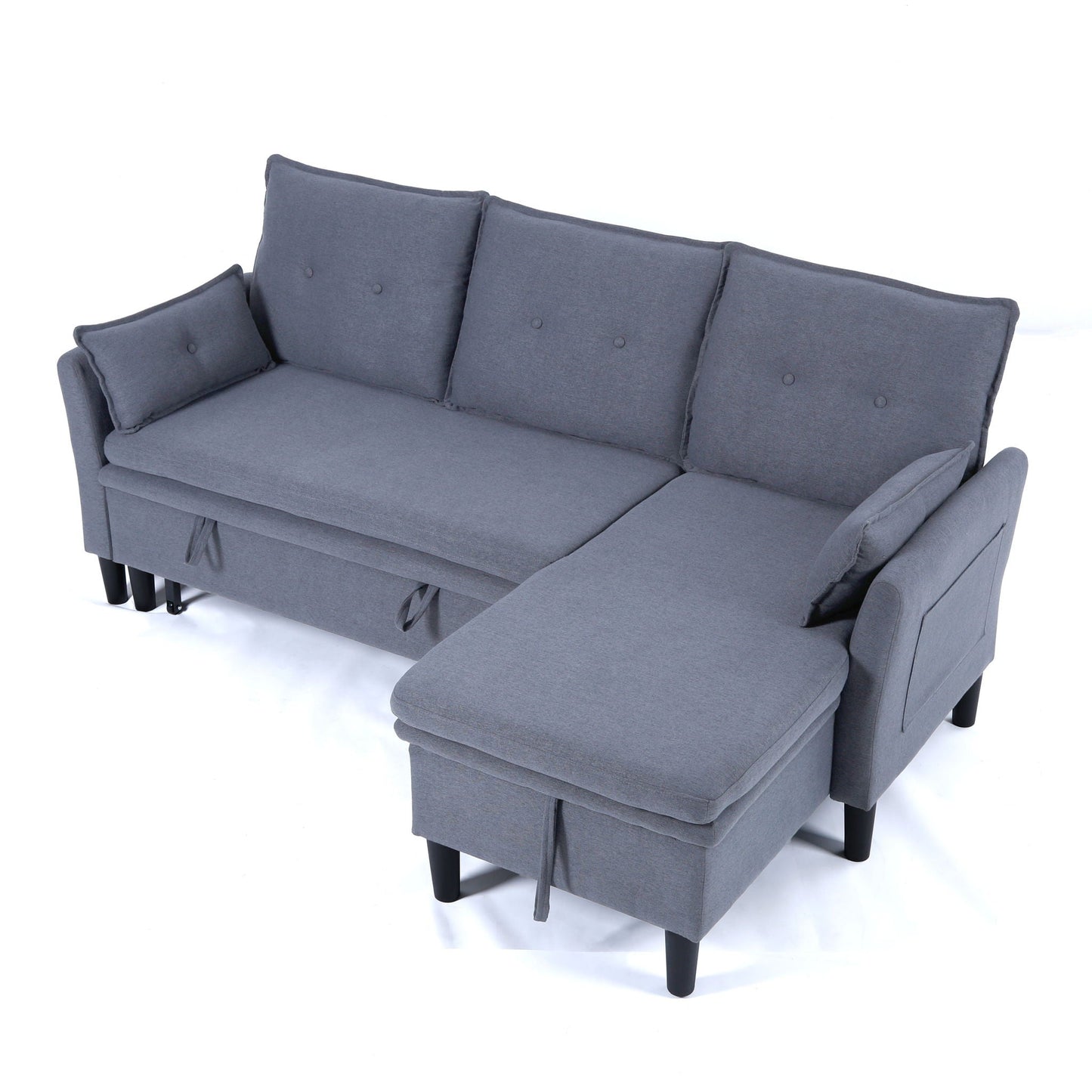L-Shaped reversible chaise sectional sofa with storage in slate gray fabric by HouseOfZazla on Tampa Home & Garden Store