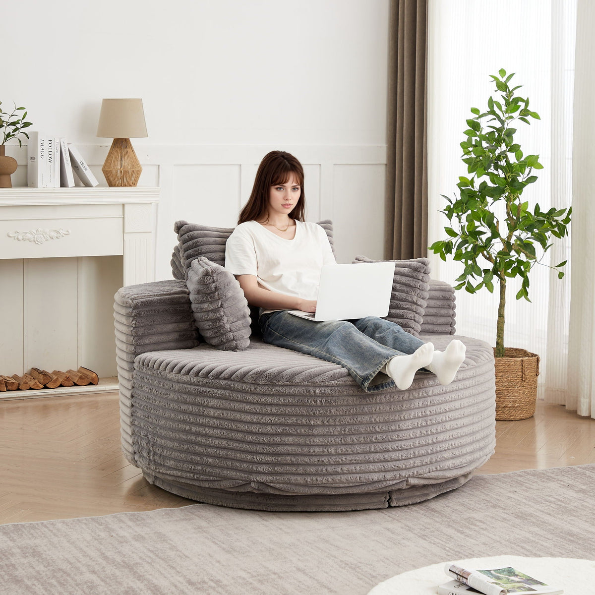 Modern Single Sofa and Swivel Sleeper Chair