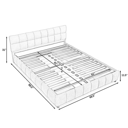 Modern Platform Bed and Thick Fabric Headboard